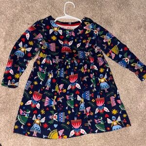 Mini Boden Navy Dress with Colorful Nutcracker print